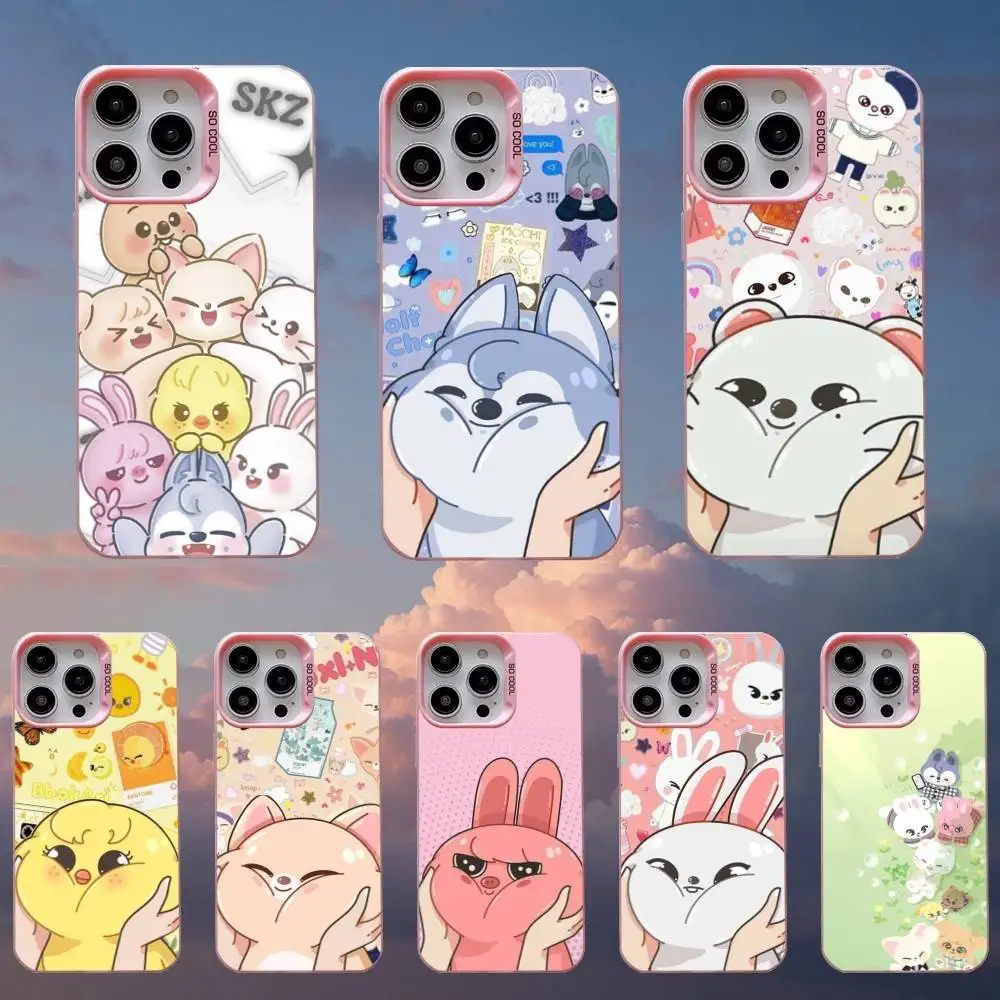 حافظة هاتف S-Stray-K-Kids-s Skzoos Kpop لهاتف iPhone 16,15,14,13,12,11,Mini,Pro,SE,MAX غطاء سيليكون وردي غير لامع