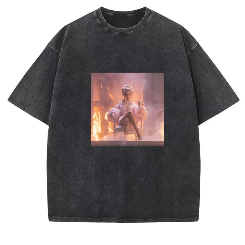 Lustiges Vintage Washed Distressed Doll Meme T-Shirt, Dark Doll Grafik-T-Shirts, Lässiges Rundhals-Baumwoll-Kurzarm-T-Shirt