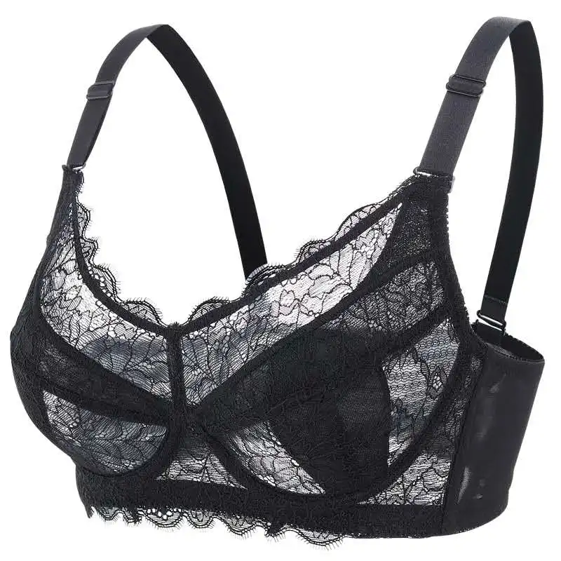 Women's Plus Size Ultra thin Full Cup unlined Bra Lace Sexy Lingerie Underwire Bralette 75 80 85 90 95 100 105 110 D E F G H bh