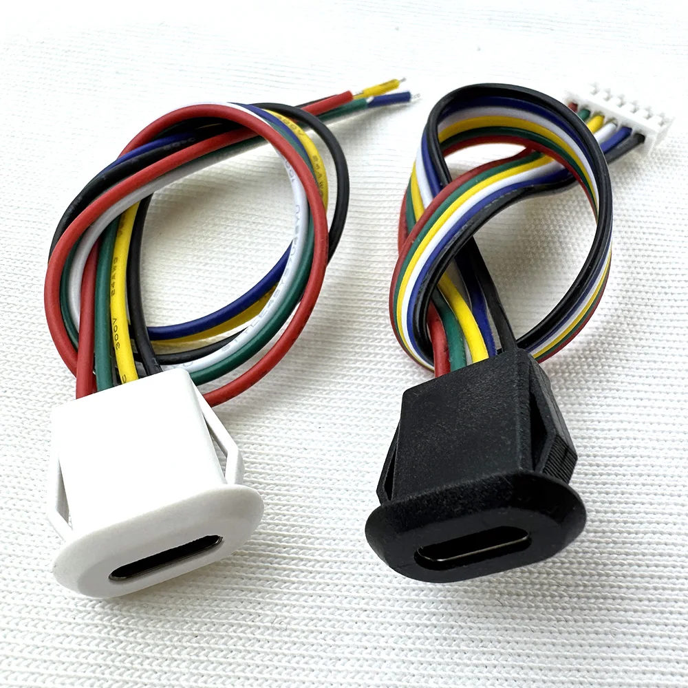 PH2.0 6-Pin Typ-C Buchsenkabel für Panelmontage, Direktpressverschluss, Unterstützt Datenübertragung & PD-Schnellladung mit D+ D- CC1 CC2 – Detail 3