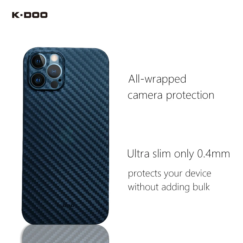 K-Doo Carbon Fiber Pattern Ultra Slim PC Case for iPhone 14 13 mini 12 14 Plus 13 Pro Max 11 Pro Max Lens Protection Phone Cover