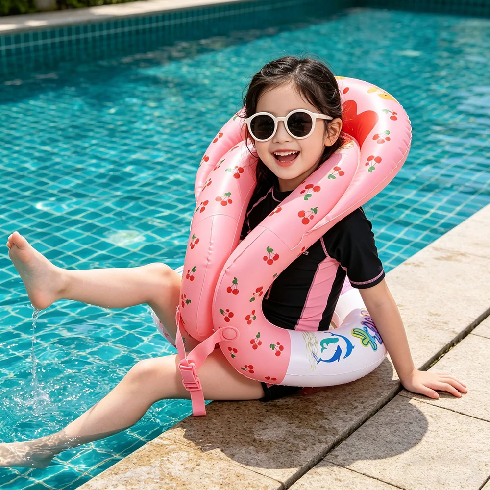 

Pink Cherry Swimming Vest Inflatable Pool Float Swim Tube Learning Swimming Vest Summer Water Swim Pool Floating Toys