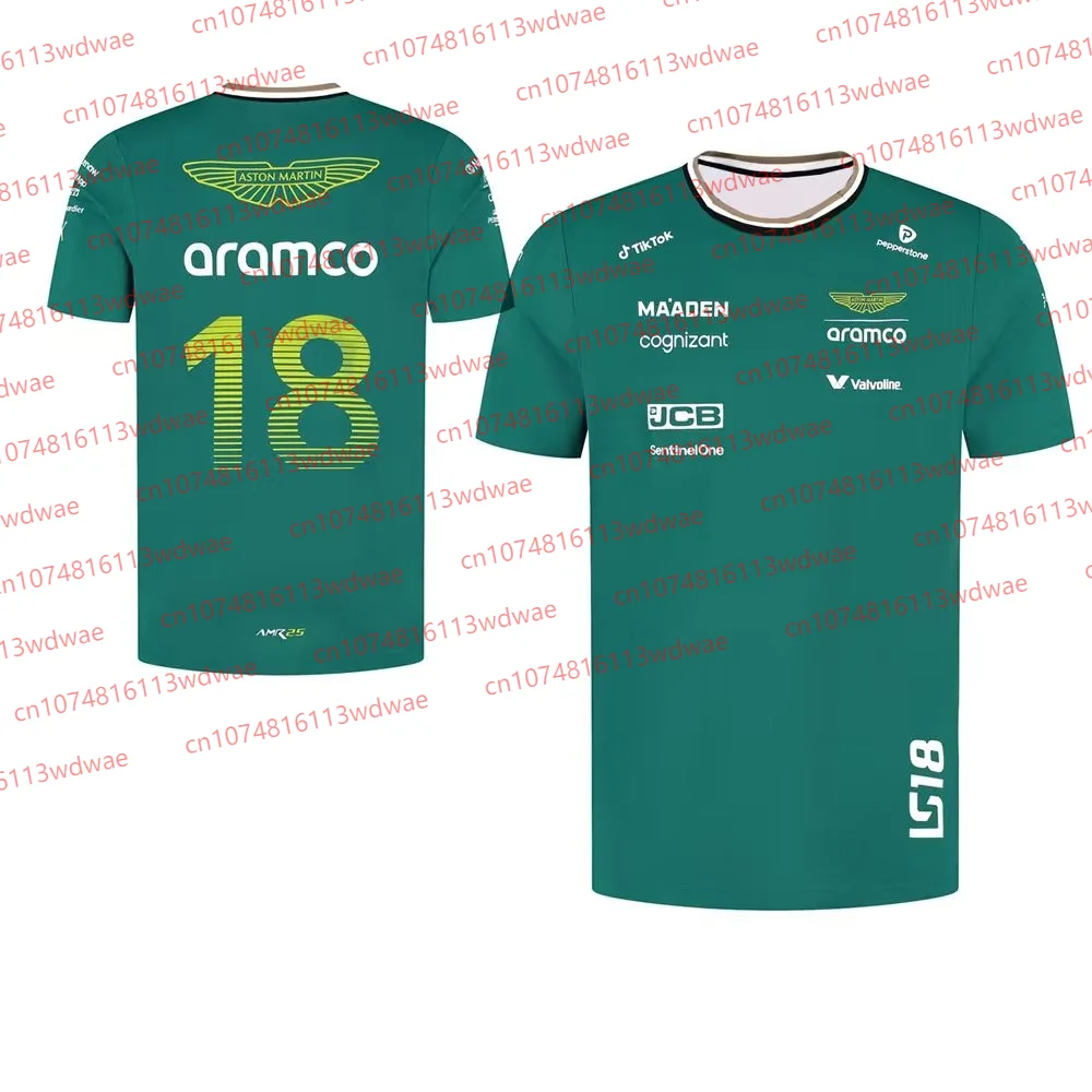 أستون مارتن تي شيرت التجفيف السريع دراجة نارية سيلفرستون سباق الطبعة الإسبانية المتسابق فرناندو ألونسو 14 عدة المشجعين تي شيرت #2