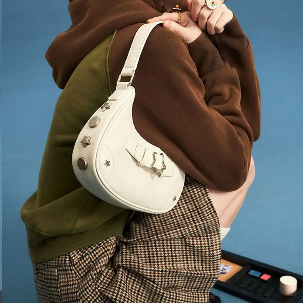 

Bags Girls Handbags Rivet Half-Moon Shape Storage Bags Y2k Style Handbags Star Women Shoulder Bags Korean Purse Wallets