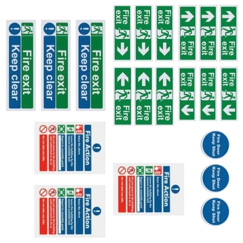 N2UB Weatherproof Exits Signs Sticker RIGHT LEFT UP DOWN Safety Signs Emergency Escape Signage Notice Sign