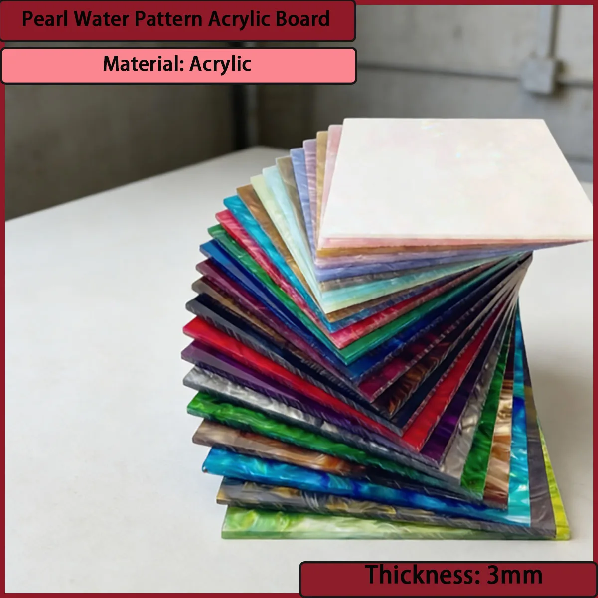 

3mm thick pearl water pattern acrylic board is used for decorating background walls, display cabinets, exhibition stands，etc