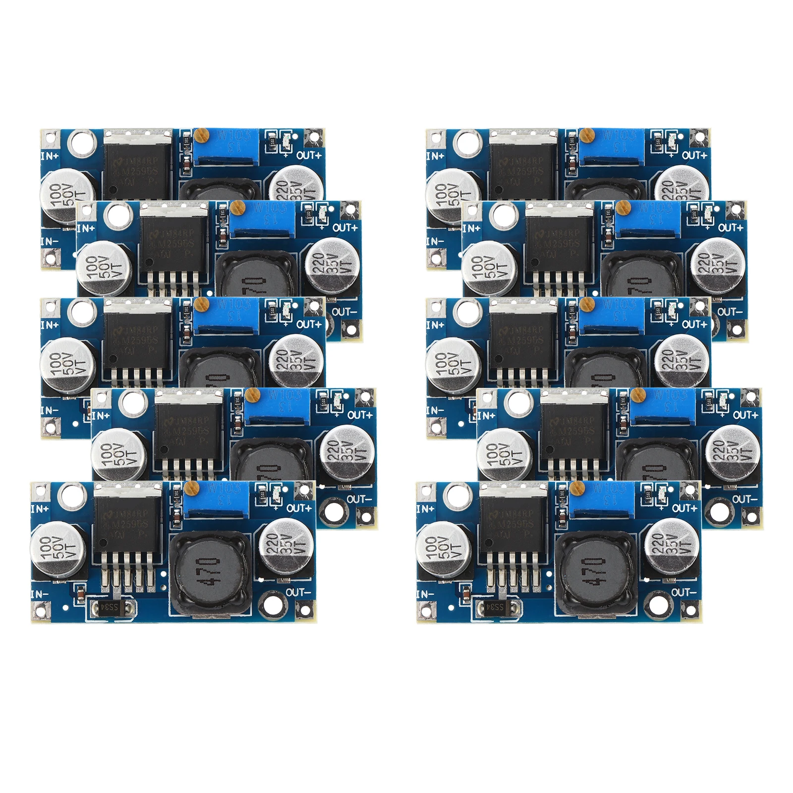 

10 pcs Converter Step-Down Module Adjustable Voltage Regulator Blue Wide Application Mobile Power Supply Non Isolated Parts