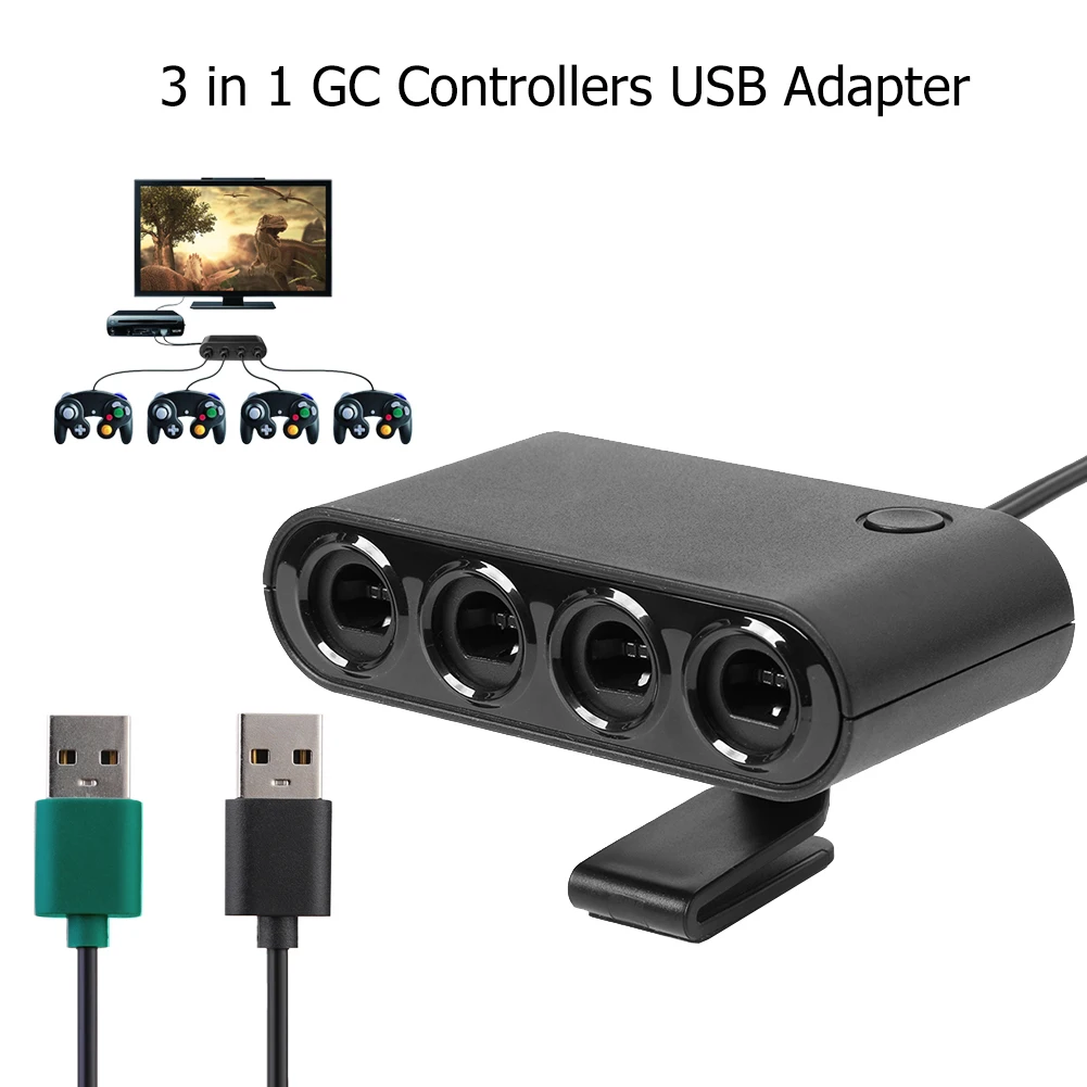 4 Port Game Converter for GameCube GC Controller USB Adapter Converter 3 in1 Fit for Nintendo Switch GC/Wiiu/PC Game Accessories