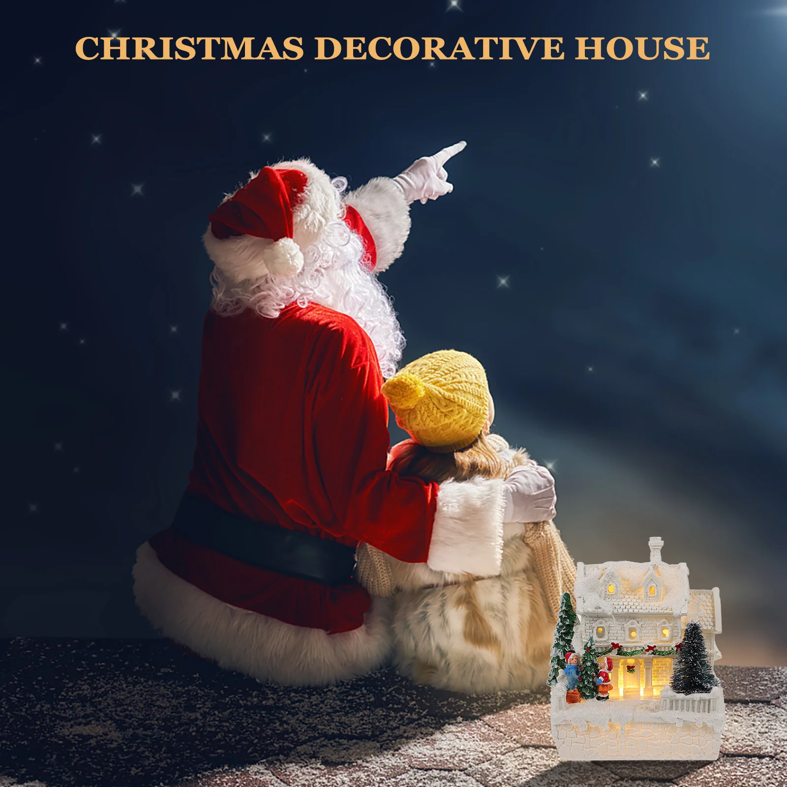 

1Pcs Christmas Mini Resin House Luminous Desktop Ornament Xmas House Shaped Decor Chic Festival Gift Party Decoration