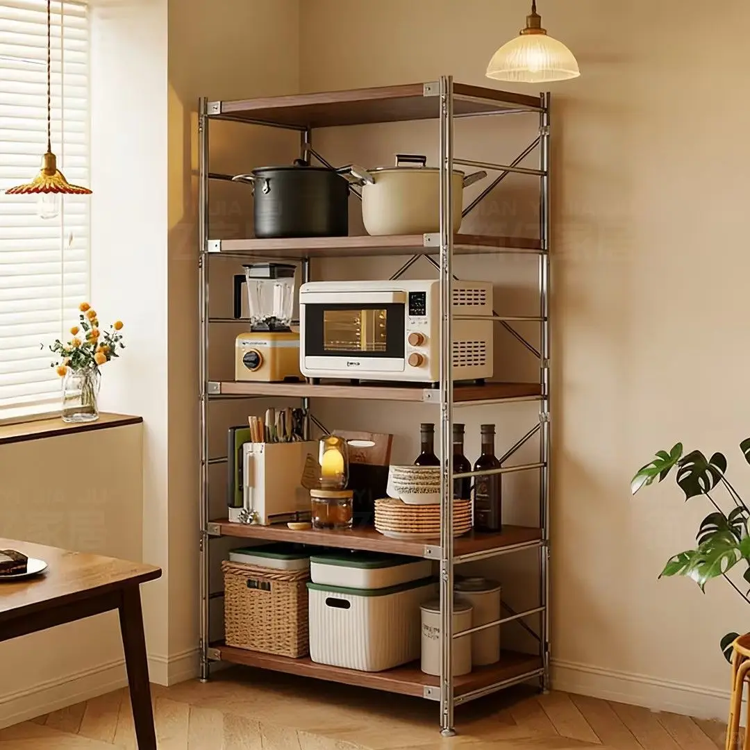 Household kitchen rack Floor-to-ceiling multi-layer adjustable microwave oven Oven storage rack Pot storage rack Multifunctional