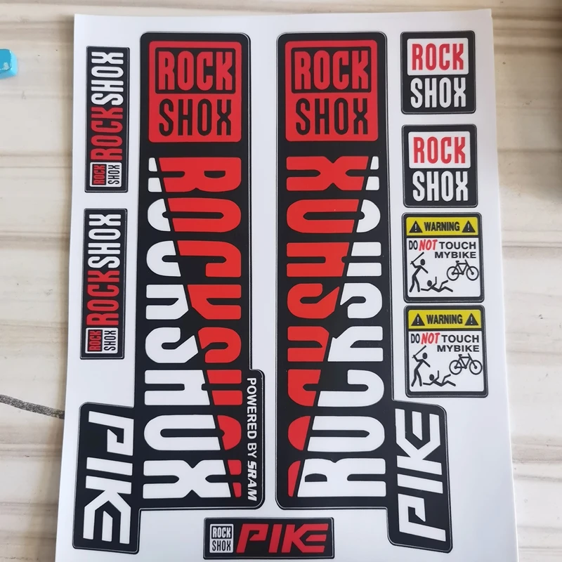 1/2 مجموعات ملصقات الشوكة الأمامية مقاوم للماء الشارات المتغيرة اللون لامتصاص الصدمات الجبلية يناسب شوكة بايك SRAM