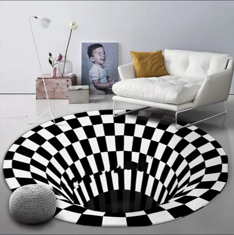 3D Vortex Illusion round carpet Trap Effect stampa tappeto per soggiorno camera da letto moderna Home Decor tappetino antiscivolo