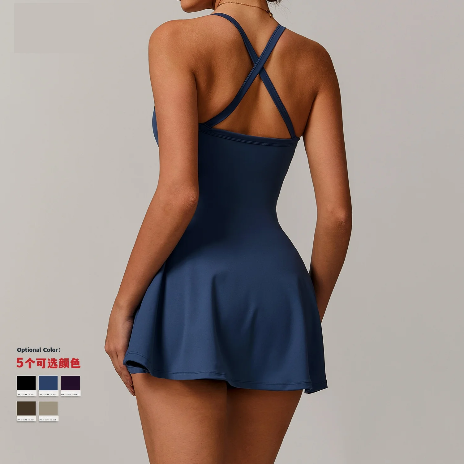 

Women V neck Twist Front Tennis Dress Build-in Bra Athletic Dress for Golf Wear Badminton Workout Bodysuit 2026 Sportswear