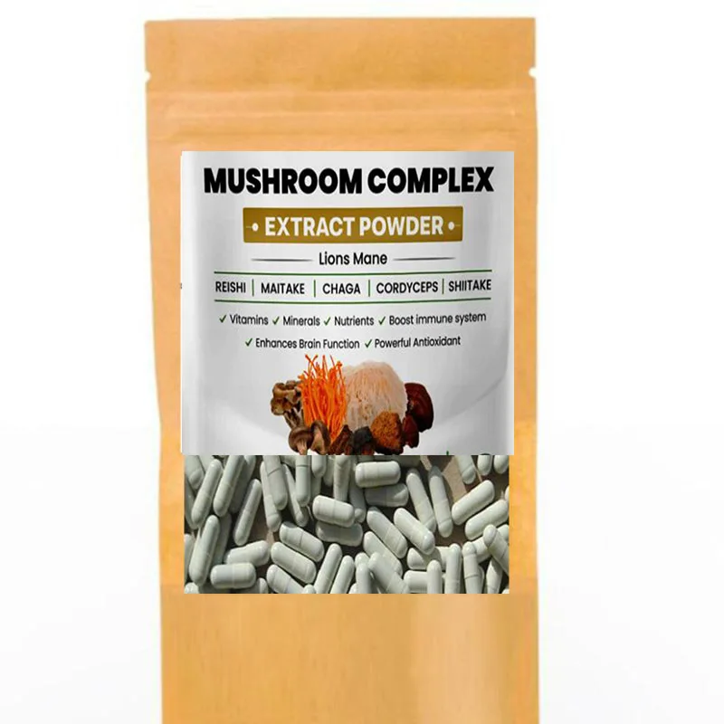 1Pack 100PCS,Top 6 in 1 Mixed Mushroom Extract Capsule (Chaga Reishi Cordyceps Maitake Shiitake Lions Mane)