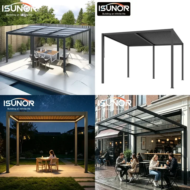 For Courtyard Louver Pavilion Canopy Sunshade Greenhouse Aluminum Alloy Removable UV Protection Outdoor Leisure Office