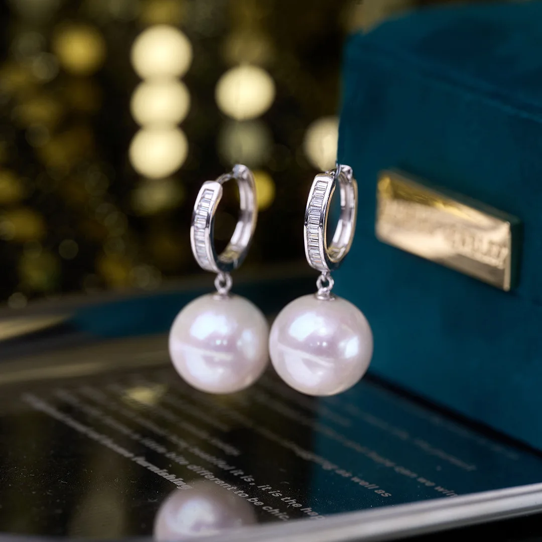 

Зажимы для ушей из натурального пресноводного жемчуга, круглые серьги из серебра 925 пробы, качественные идеальные круглые серьги-гвоздики с жемчугом