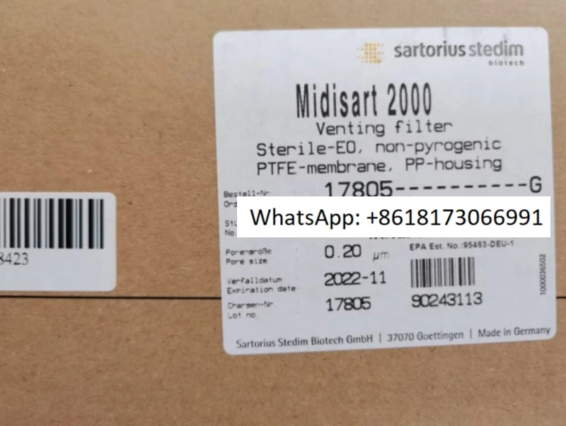 Sartorius Midisart 2000 sterile air exchange online filter 17805-G