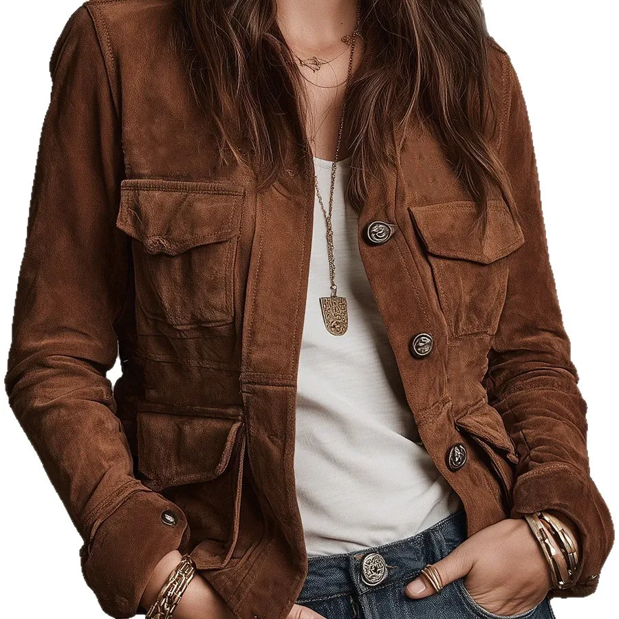 

Korean Style Casual Short Jacket for Women, Slimming Fleece Jacket for Autumn and Winter