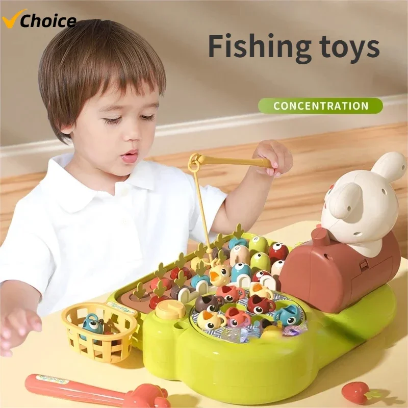 

New 4 IN1 Baby Montessori Toys Toddler Fishing Whac-A-Mole Pull Carrot Feeding Learning Educational Toys For Baby Gifts
