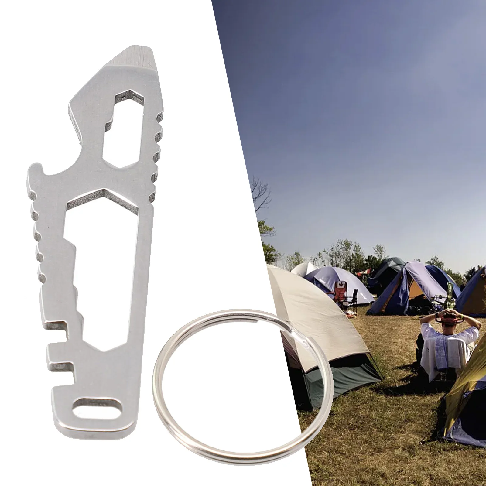 1pc Outdoor Hex Wrench Bottle Opener Stainless Steel Multifunctional Everyday Carry Pocket Tools Camping Supplies