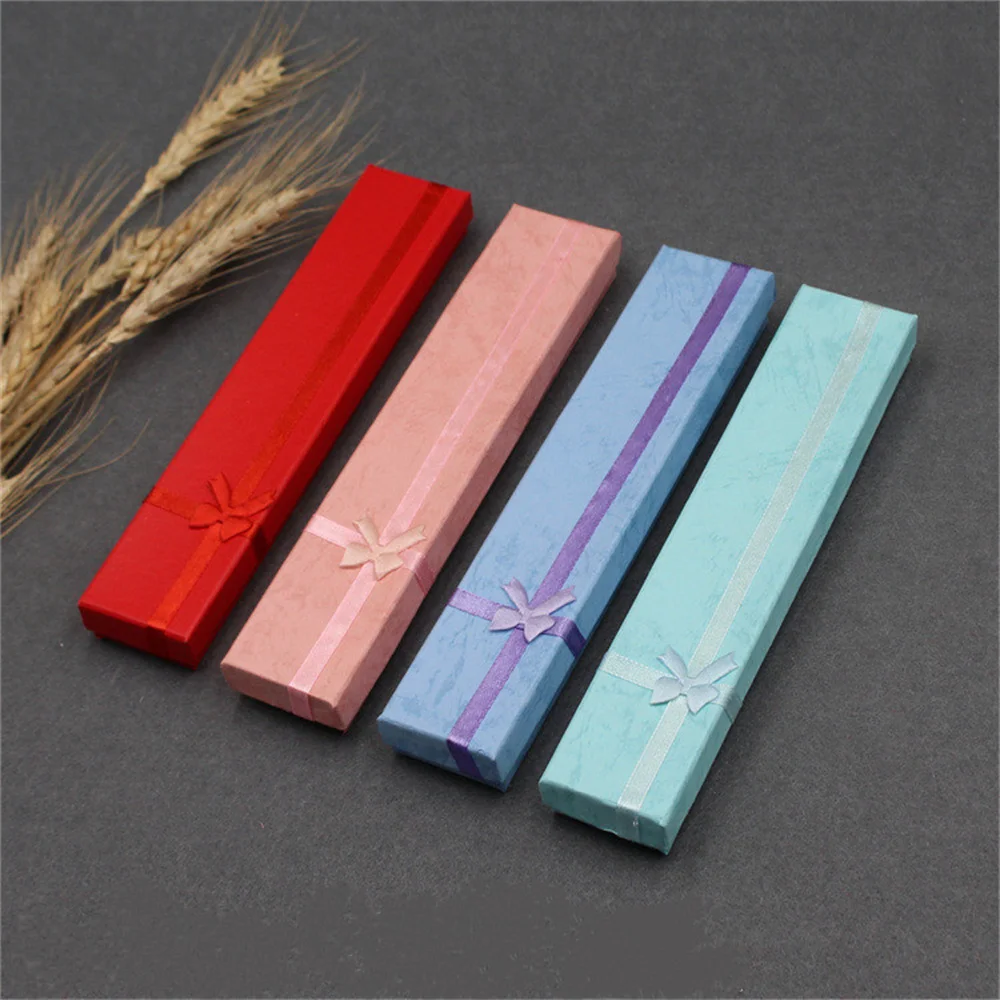 Long Jewelry Necklace Bracelet Box Storage Container Jewellery Box Packaging Bowknot Gift Display Paper Organizer Case Wholesale