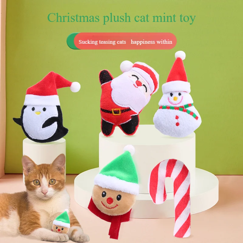 

Pet Supplies Santa Claus Christmas Snowman Series Cat Mint Plush Small Toy Cat Toy Cute Styling with Embroidery Cat Toy