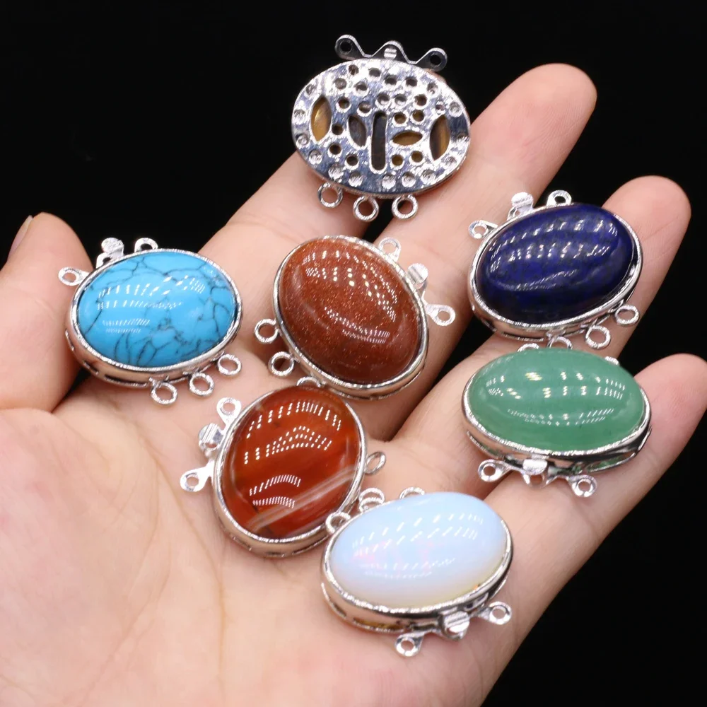 

Fashion Egg Shape Brooch Natural Shell Red Agate Opal lapis lazuli Brooch Pin for Women Men Charm Jewelry Gift 26x26mm