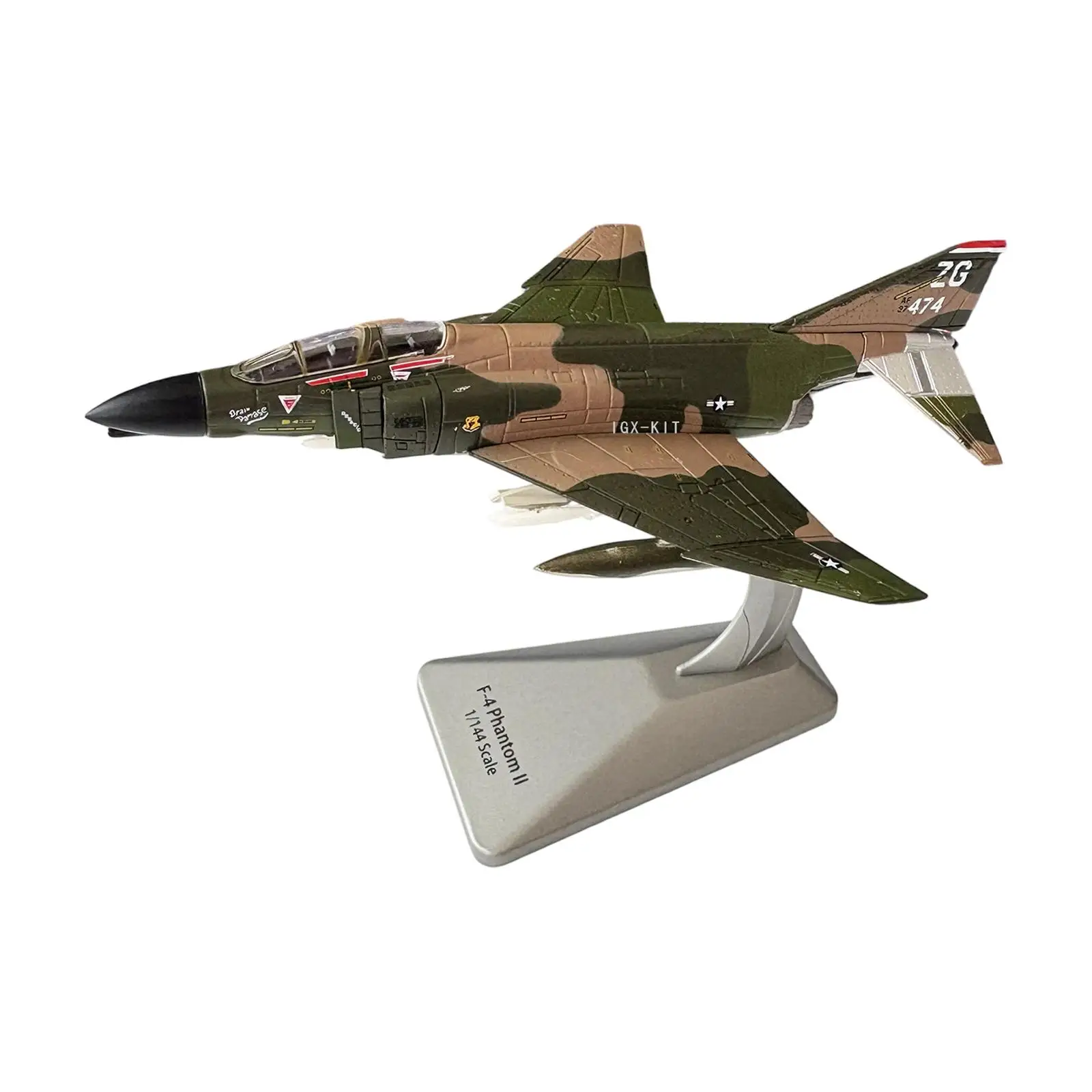 

1/144 F-4 Phantom II Scale Fighter Model Alloy Aircraft Model with Display Stand for Home Bedroom Adult Collectible Ages 14+