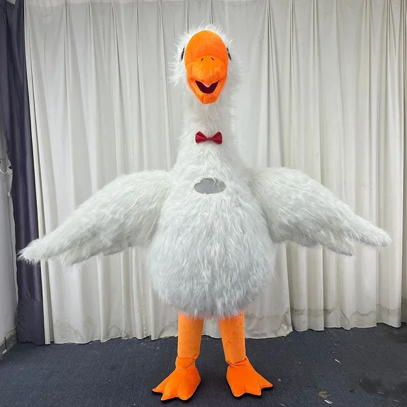 

Inflatable White Swan Mascot Costume Adult Furry Goose Suit for Entertainment Stage Wear Full Body Animal Cosplay Dress