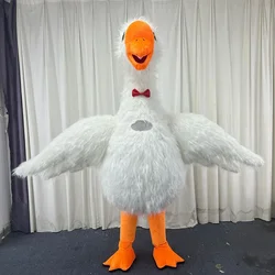 Inflatable White Swan Mascot Costume Adult Furry Goose Suit for Entertainment Stage Wear Full Body Animal Cosplay Dress