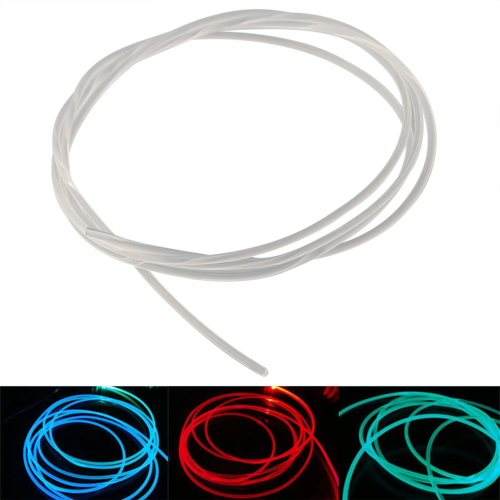 1m PMMA Side Glow Optic Fiber Cable 1.5/ 2/ 3/ 4mm Diameter For Car LED Lights Bright Optical Loss 650db/km Transparent Polymer