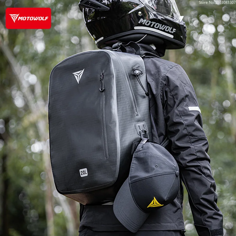 Motowolf High Quality 20L Motorcycle Waterproof Backpack for Riding Touring Rider Waterproof Bag Outdoor Commuting Daypack