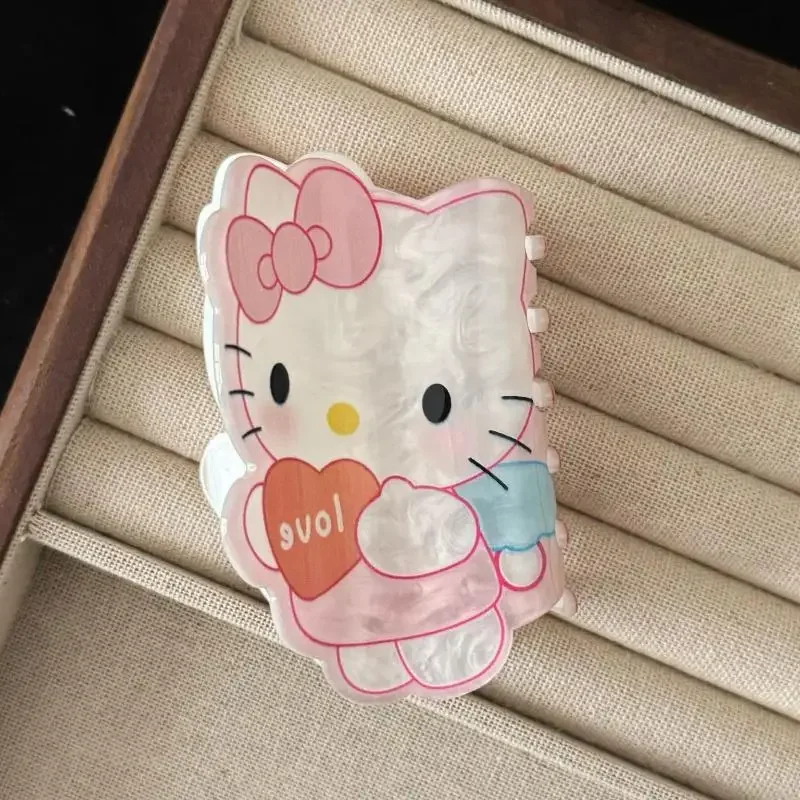 كارتون مرحبا كيتي مخلب شعر Kawaii الاكريليك القرش كليب Y2K سانريو مشبك شعر أغطية الرأس الديكور إكسسوارات الشعر البسيطة