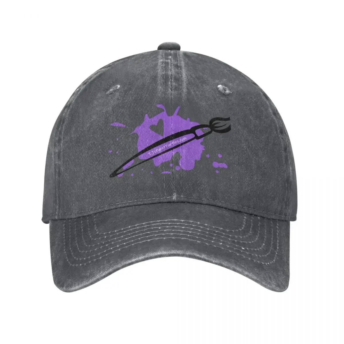 

TJs Paint Parties Logo - Purple Splat with Paintbrush and Heart Baseball Cap Luxury Man Hat Fashion Beach Women Men's