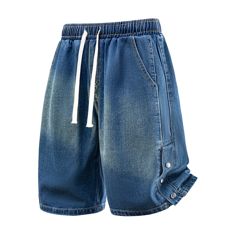 

Men Fashion Trend Comfortable Breathable Classic Denim Five Quarter Pants Summer Outdoor Cycling Sports and Casual Loose Shorts