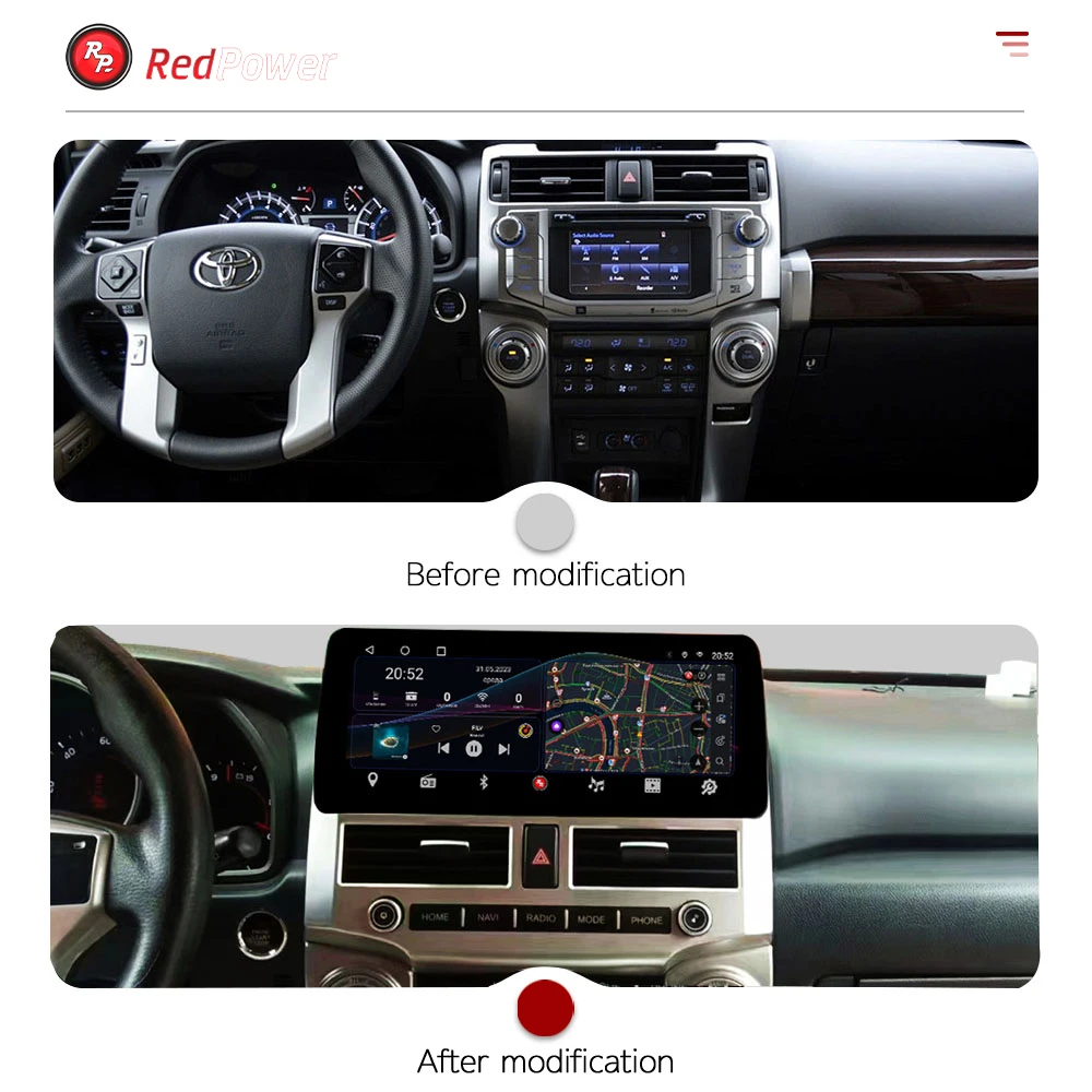 Redpower 12.3 inch Car Radio for Toyota 4Runner 2009-2020  Multimedia Player Screen GPS Android 10 Navigation CarPlay DSP