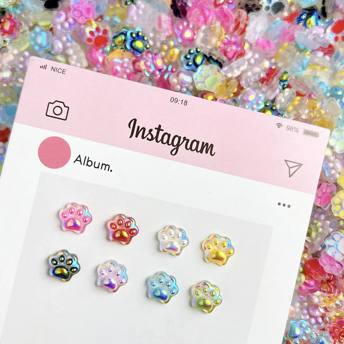 

Random Mixed Cute Cartoon Cat Paw Nail Art Decoration Resin Dreamy Glow in the Night Cat Paw Nail Charms Supplies for DIY Crafts