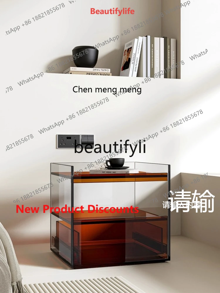 

2003 Bedside Table Minimalist Home Bedroom Light Luxury High-end Storage Rack Creative Side Cabinet Integrated