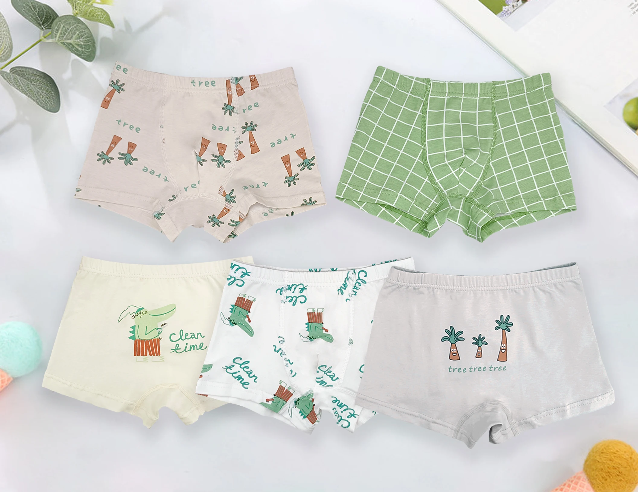 5 pairs of children\'s underwear boys flat angle baby four-corner children\'s Shorts Boys Cotton not clip pp