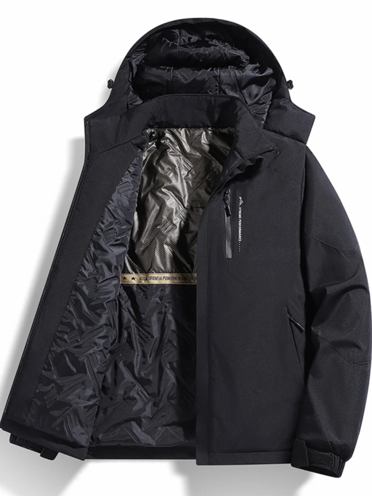 Graphene Cotton Jacket Men's Thickened Outdoor Warmth Windproof Jacket Youth Fashion Winter Long Sleeve Zipper Closure Short ...