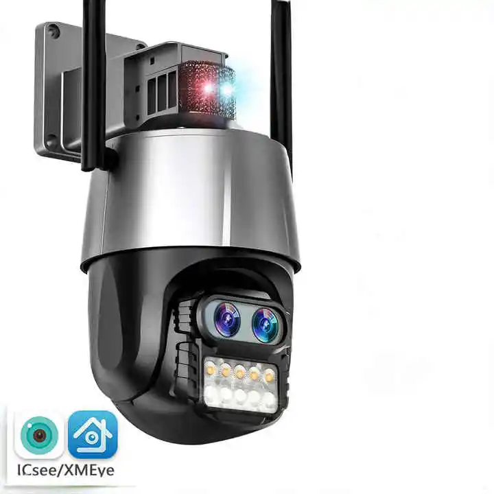 4MP UHD iCsee APP 8x Zoom Dual Lens Siren Alarm WIFI IP Camera Full Color Night Vision Home Security CCTV Baby Monitor