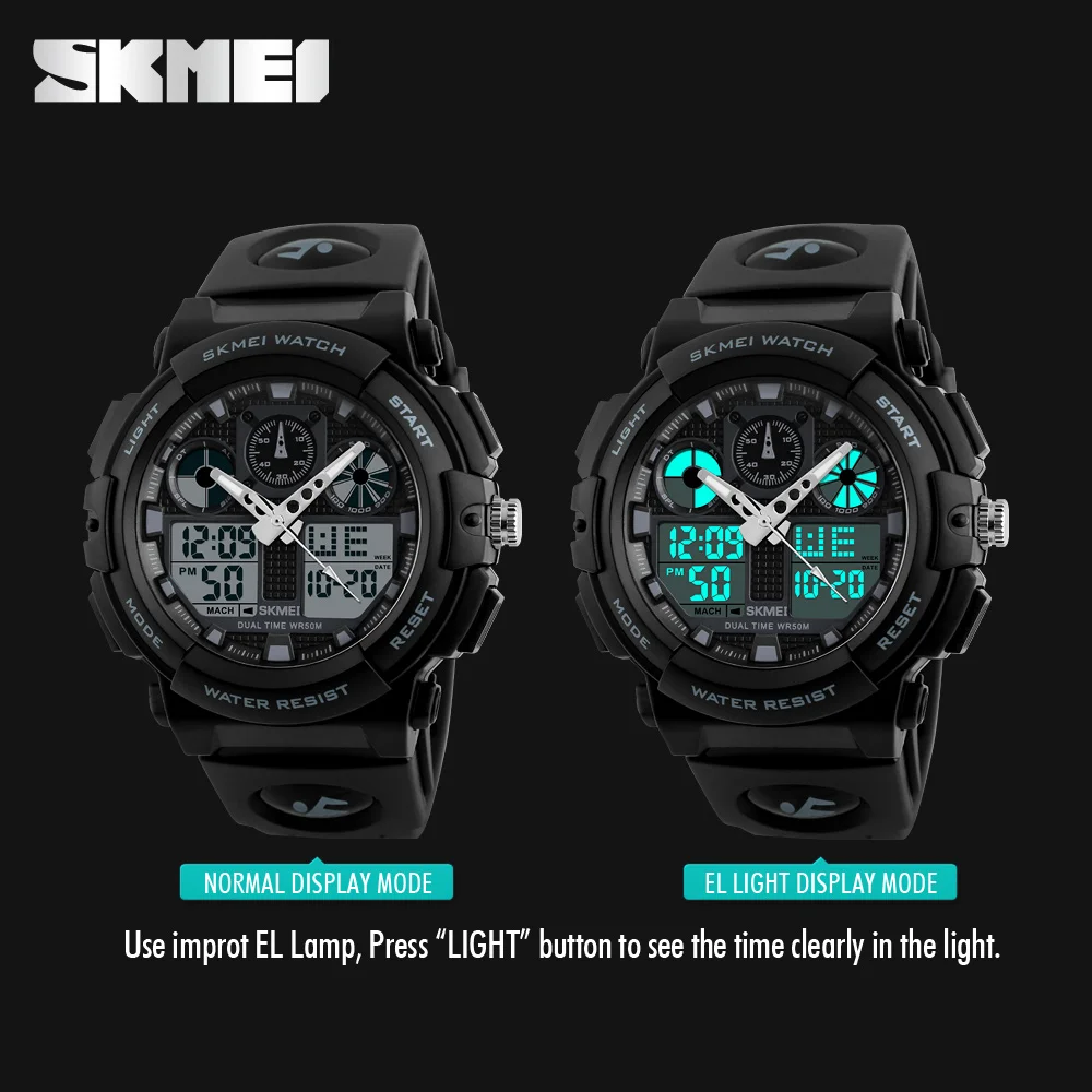 SKMEI Large Dial Wristwatch Fashion Double Time Display Digital Electronic Watches For Men Women Chrono Alarm Watch reloj hombre
