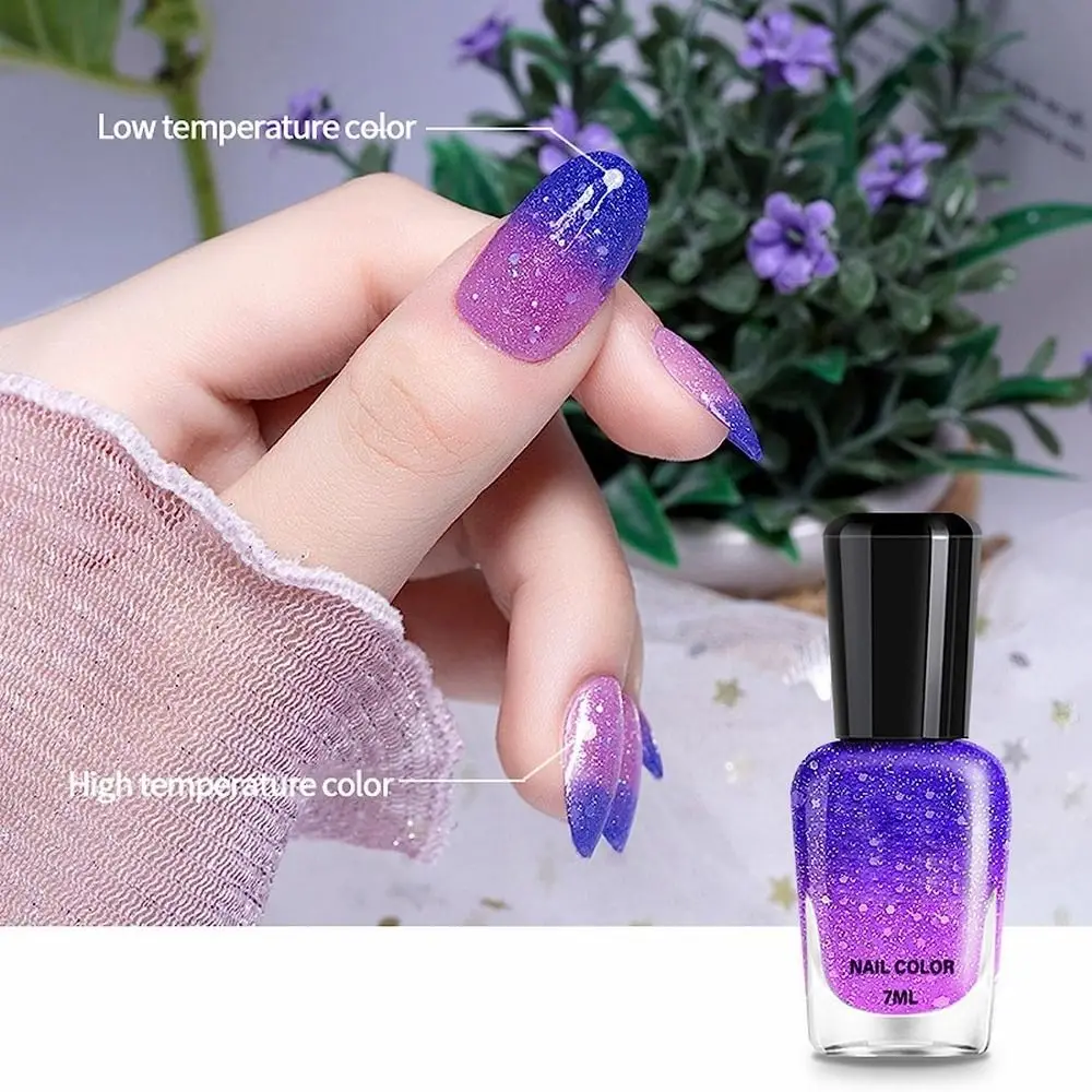 7ml zmieniający kolor lakier do paznokci żelowy lakier do paznokci szybkoschnący oleisty nastrój lakier do paznokci brokat sztuczne paznokcie artystyczny Manicure paznokci Salon domowy