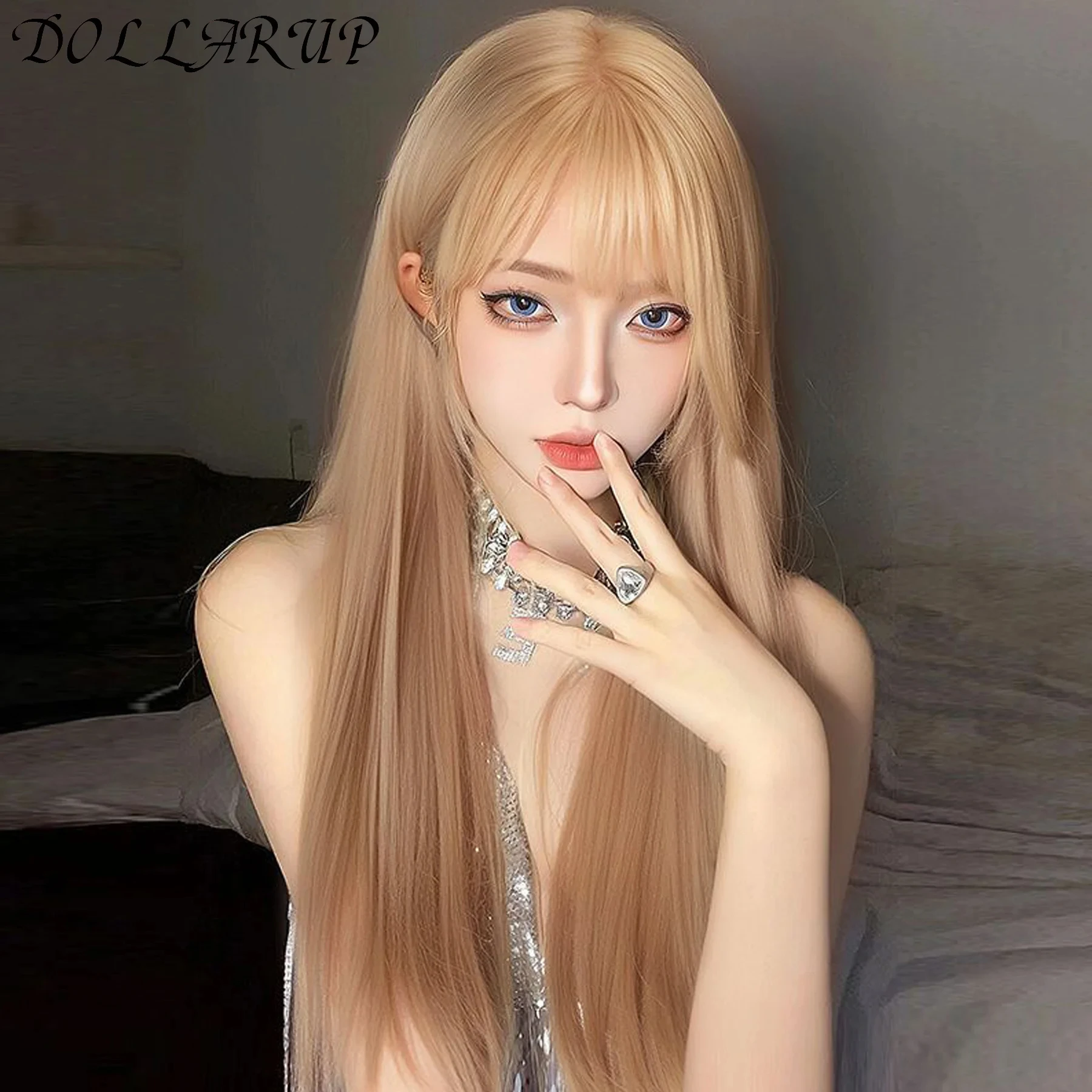 باروكة صناعية من JKL، شعر مستعار طويل مفرود، زي الهالوين، شعر مستعار يومي، إكسسوار شعر بدرجة حرارة عالية #4