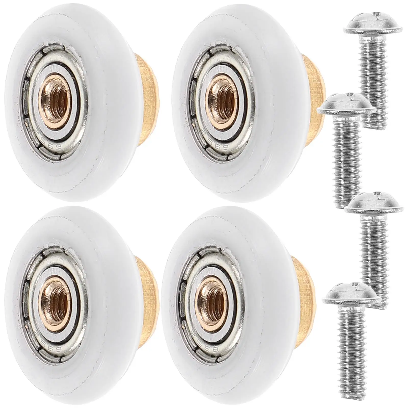 

4pcs Shower Door Rollers Copper Shaft Nylon Wheels Glass Door Runners Sliding Hardware Bathroom Accessories Replacement Parts