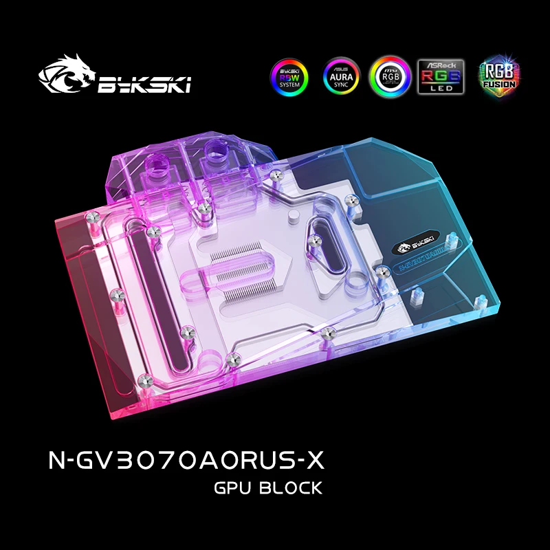 Bykski Water Block ใช้สําหรับ GIGABYTE GeForce AORUS RTX3070/RTX3060Ti MASTER 8G GPU Card/ฝาครอบหม้อน้ําทองแดง/RGB Light
