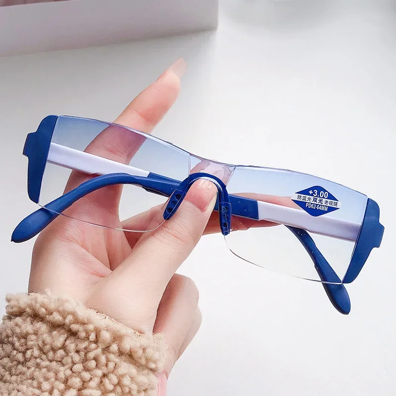 Bifocal Reading Glasses Fashion Presbyopic Glasses Far and Near Glasses +1.0 To +4.0 Anti-blue Light MensGlasses Transparent