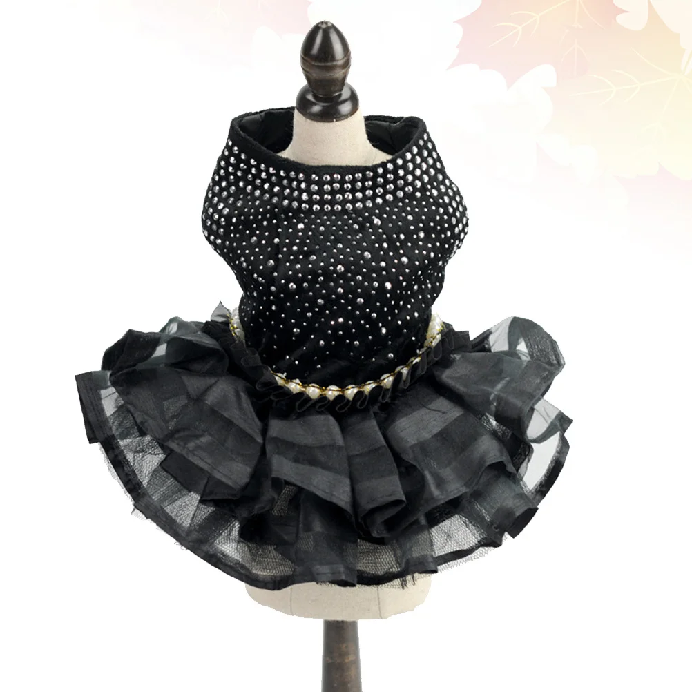 

Black Size L Dog Skirt Lace Fashion Pet Dress Summer Puppy Clothes Party Costume Stylish Comfortable Outdoor Wear