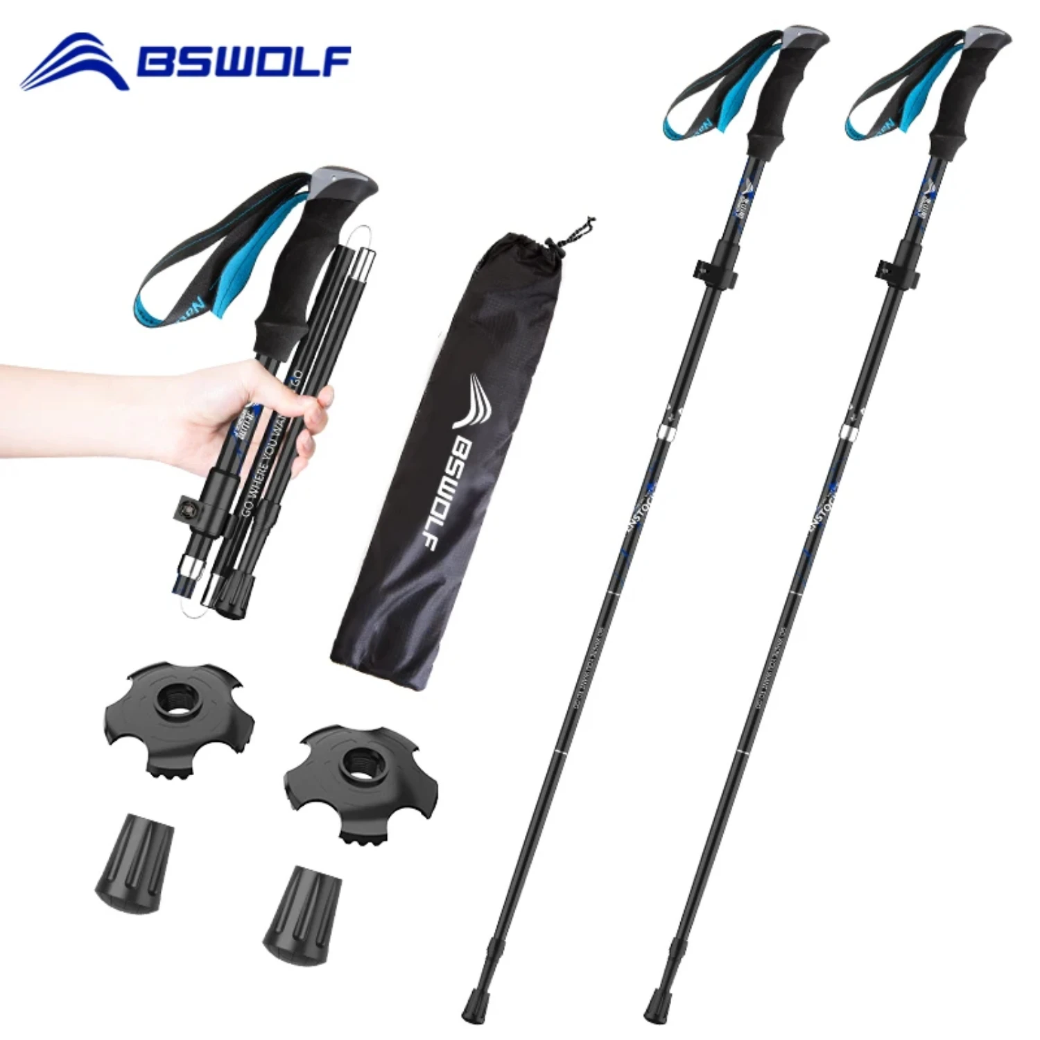 2Pcs Ultralight Trekking Poles  Walking Sticks Hiking Canes  Folding Aluminum Walking Pole  Nodic Walking Sticks