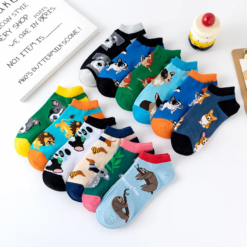 3 pairs new original hot spring and summer men\'s socks animals corky panda boat socks men\'s sports trend socks